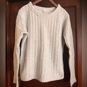 GAP Light Gray Heather Wool Blend Crew Neck Sweater